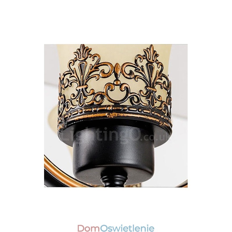 6-punktowy, rustykalny, zintegrowany metalowy żyrandol