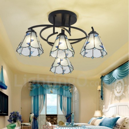 4-punktowy, śródziemnomorski styl, zintegrowany, metalowy żyrandol łazienkowy