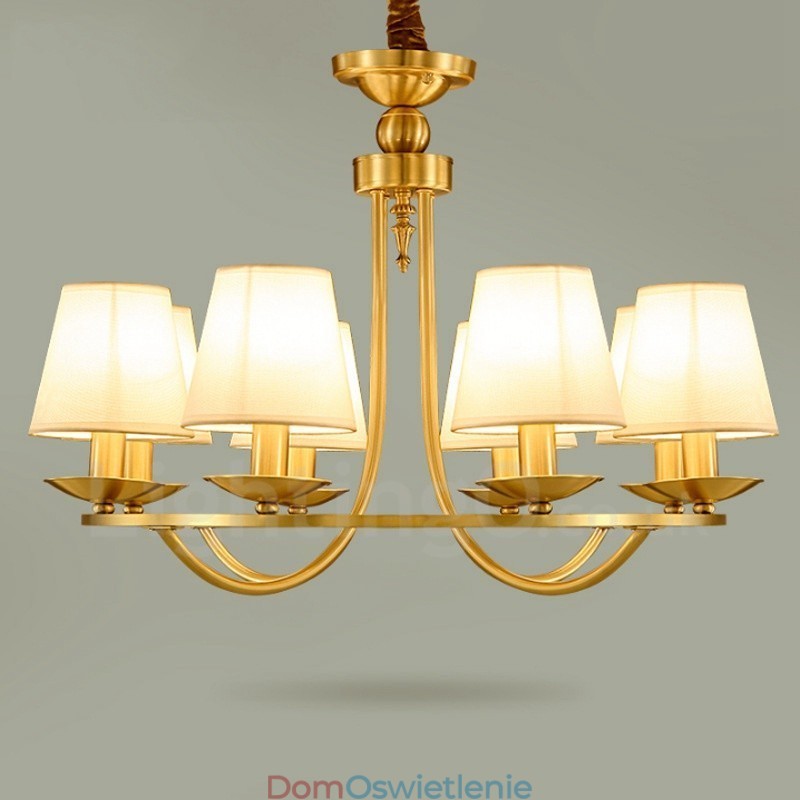 Mosiężny 8-punktowy rustykalny zintegrowany metalowy żyrandol miedziany