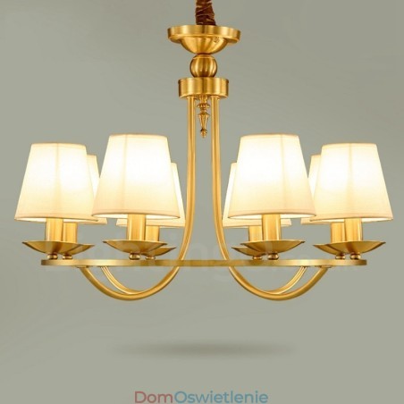 Mosiężny 8-punktowy rustykalny zintegrowany metalowy żyrandol miedziany