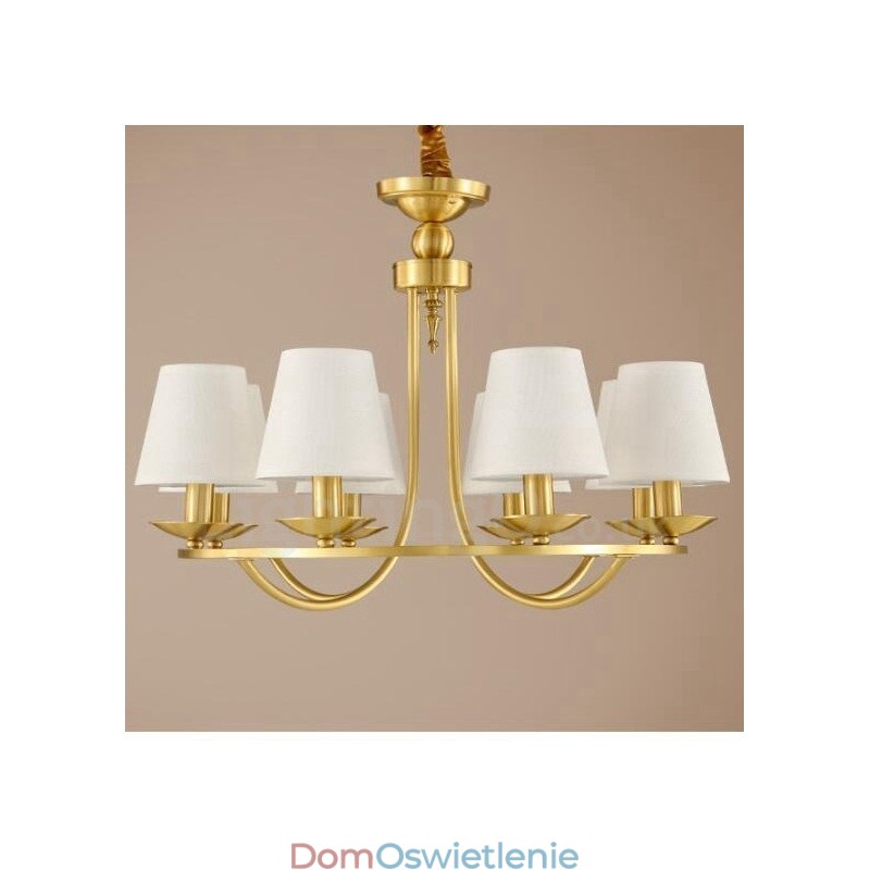 Mosiężny 8-punktowy rustykalny zintegrowany metalowy żyrandol miedziany