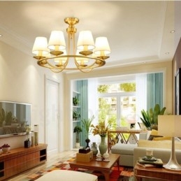 Mosiężny 8-punktowy rustykalny zintegrowany metalowy żyrandol miedziany