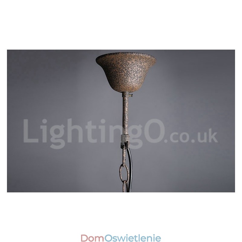 Średnica 60CM 80CM Vintage Kryształ Malowanie Metalowy Żyrandol Rdzawy Kolor Wisząca Lampa