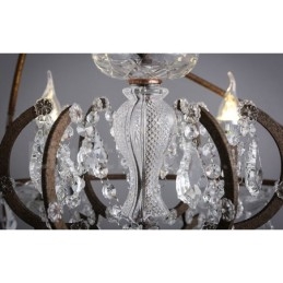 Średnica 60CM 80CM Vintage Kryształ Malowanie Metalowy Żyrandol Rdzawy Kolor Wisząca Lampa