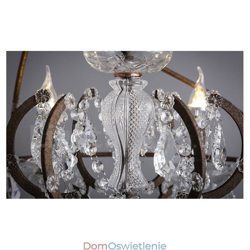 Średnica 60CM 80CM Vintage Kryształ Malowanie Metalowy Żyrandol Rdzawy Kolor Wisząca Lampa