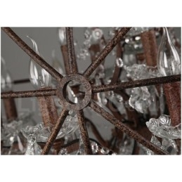 Średnica 60CM 80CM Vintage Kryształ Malowanie Metalowy Żyrandol Rdzawy Kolor Wisząca Lampa