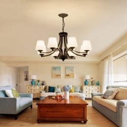 8-punktowy, rustykalny, zintegrowany metalowy żyrandol