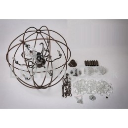 Średnica 60CM 80CM Vintage Kryształ Malowanie Metalowy Żyrandol Rdzawy Kolor Wisząca Lampa