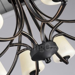 8-punktowy, rustykalny, zintegrowany metalowy żyrandol