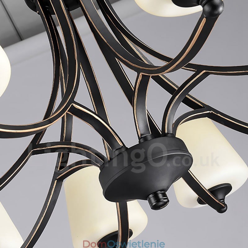 8-punktowy, rustykalny, zintegrowany metalowy żyrandol