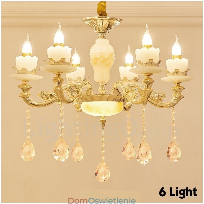 6-punktowy tradycyjny klasyczny zintegrowany metalowy żyrandol
