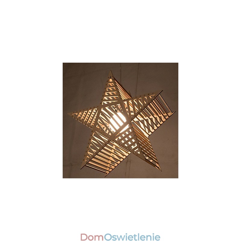 Stary pięcioramienny żyrandol z drewna w kształcie gwiazdy