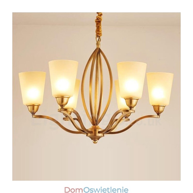 6-punktowy, rustykalny, zintegrowany metalowy żyrandol