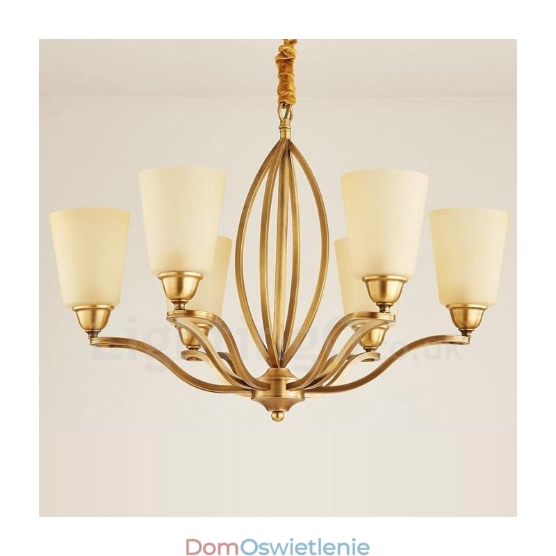 6-punktowy, rustykalny, zintegrowany metalowy żyrandol