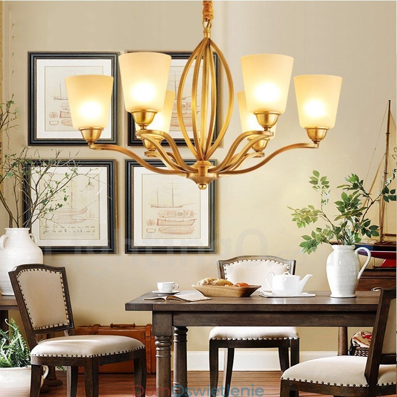 6-punktowy, rustykalny, zintegrowany metalowy żyrandol