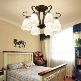 6-punktowy, rustykalny, zintegrowany żyrandol Lodge
