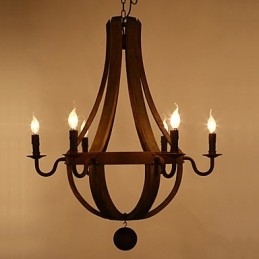 Vintage Amercian Rustic Drewniana Wisząca Lampa Winerel Żyrandol Salon i Lampa