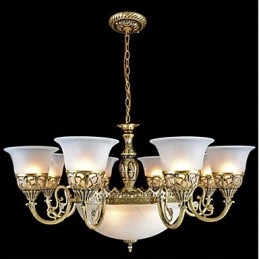 Żyrandol z brązu Eleven Lights Moire Glass European Retro Classic