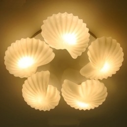 Conch 5 Light Traditional Classic Zintegrowany żyrandol z kloszem szklanym