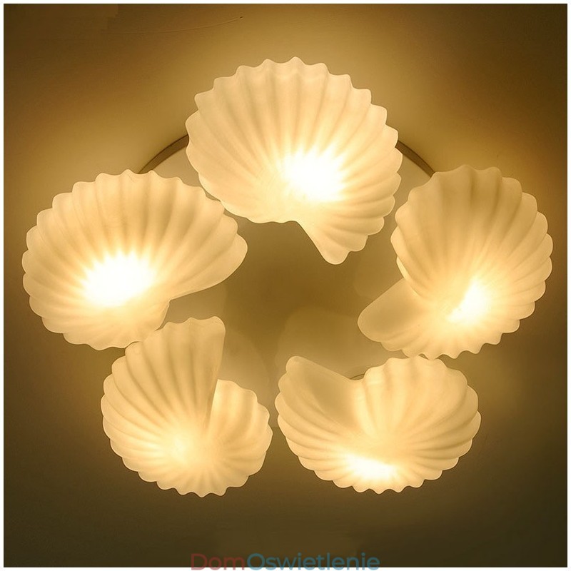Conch 5 Light Traditional Classic Zintegrowany żyrandol z kloszem szklanym