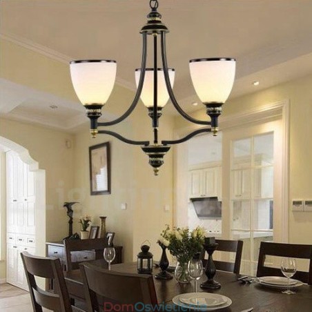 3-punktowy, rustykalny, zintegrowany metalowy żyrandol