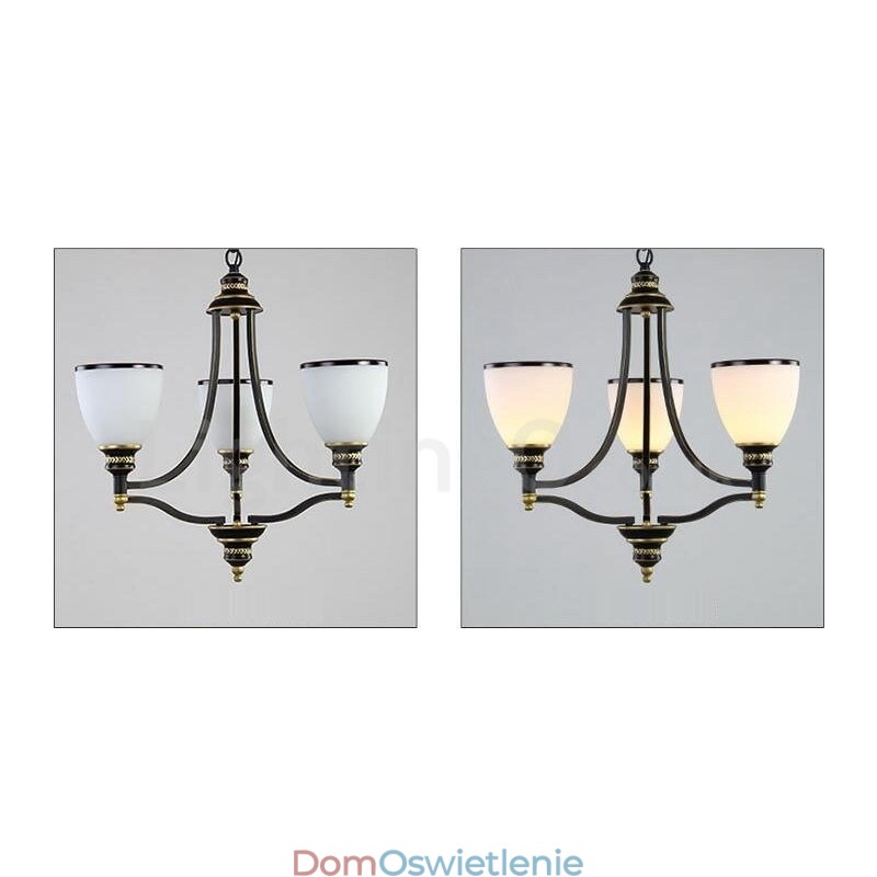 3-punktowy, rustykalny, zintegrowany metalowy żyrandol