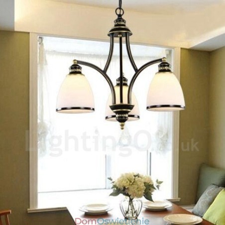 3-punktowy, rustykalny, zintegrowany metalowy żyrandol