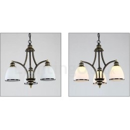 3-punktowy, rustykalny, zintegrowany metalowy żyrandol