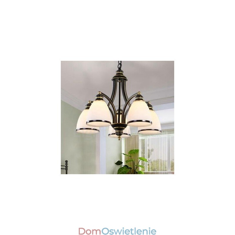 5-punktowy, rustykalny, zintegrowany metalowy żyrandol