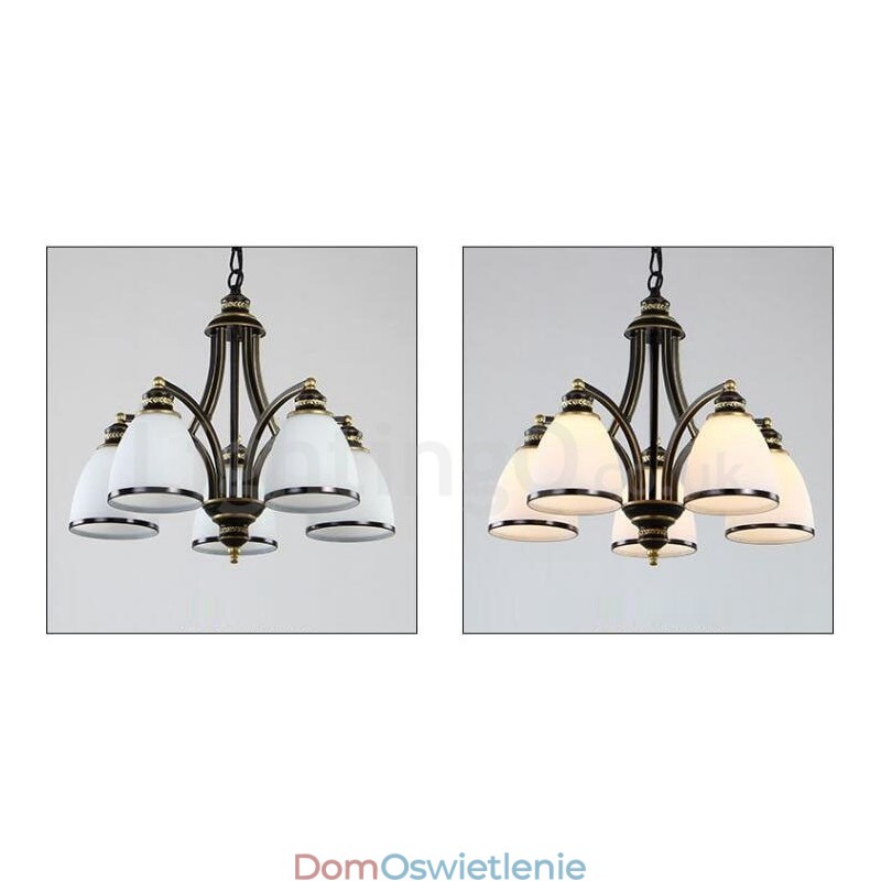 5-punktowy, rustykalny, zintegrowany metalowy żyrandol