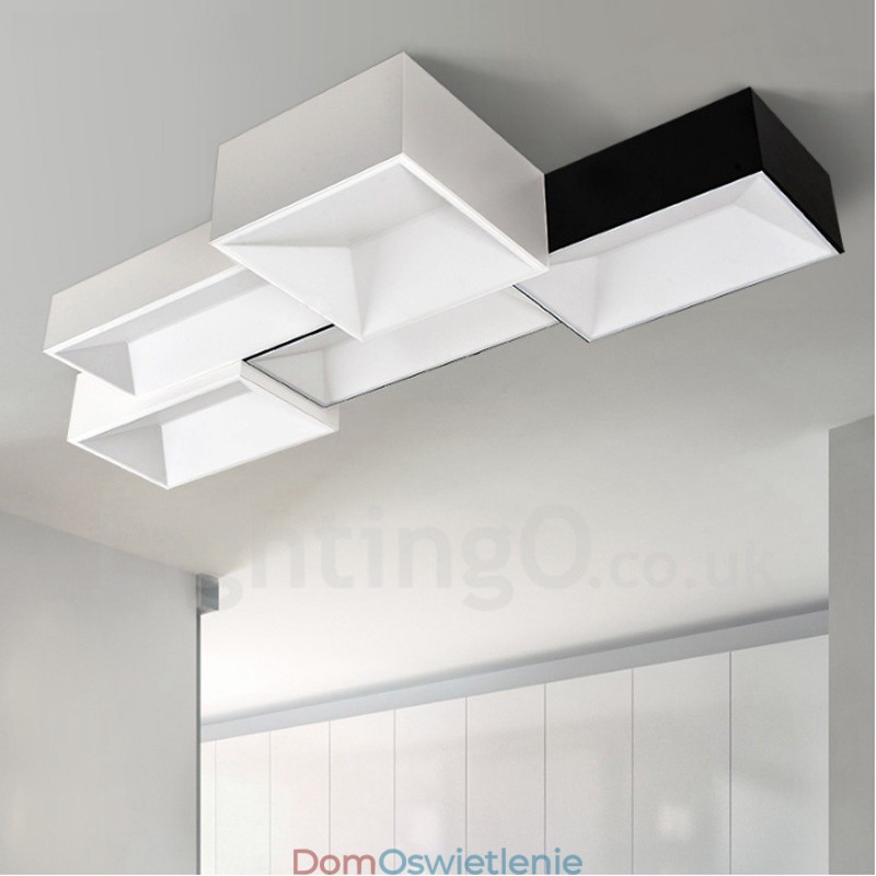 Nowoczesna, współczesna, zintegrowana metalowa lampa sufitowa