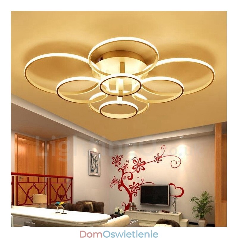 8-punktowa nowoczesna, współczesna, zintegrowana metalowa lampa do montażu na płasko