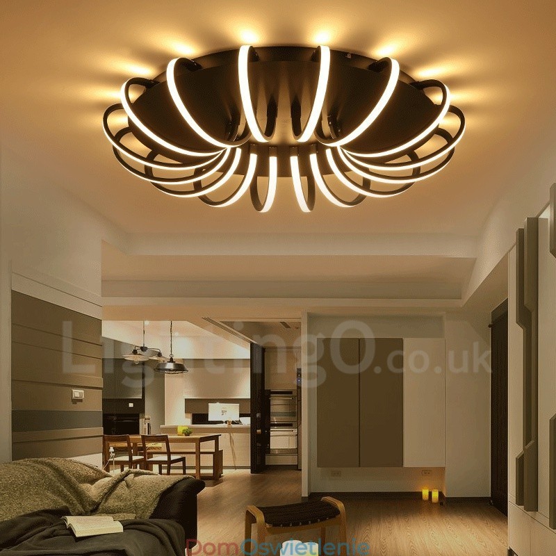 Nowoczesna, współczesna, zintegrowana metalowa lampa sufitowa