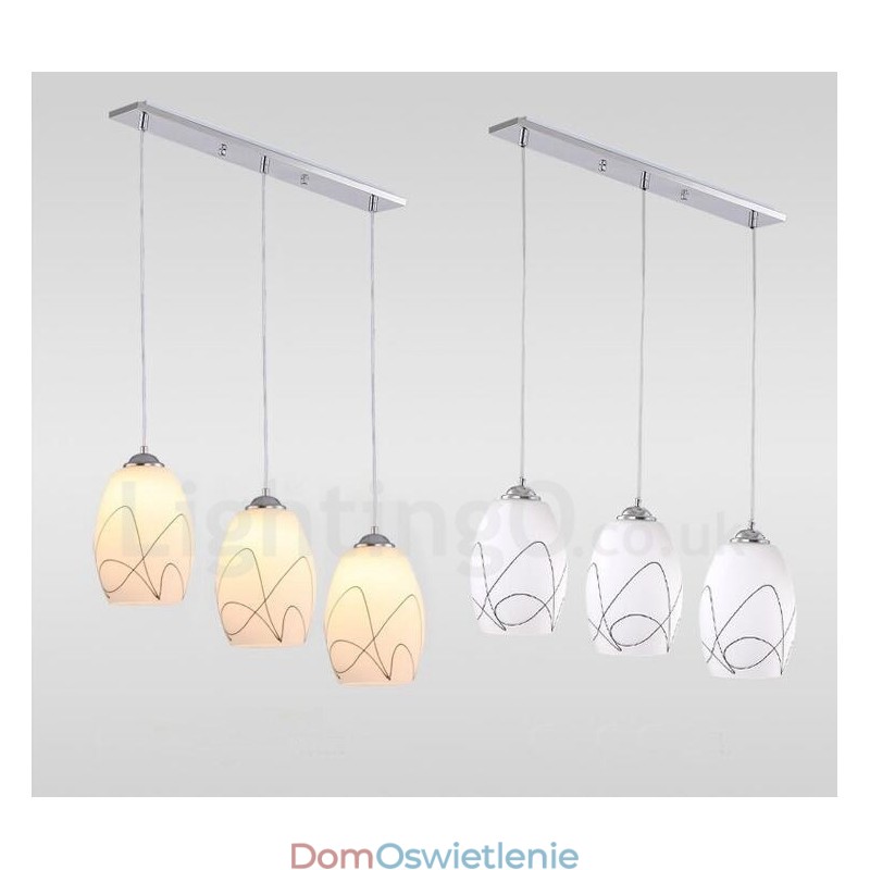 3-punktowa nowoczesna, współczesna, zintegrowana metalowa lampa wisząca