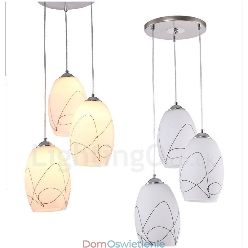 3-punktowa nowoczesna, współczesna, zintegrowana metalowa lampa wisząca
