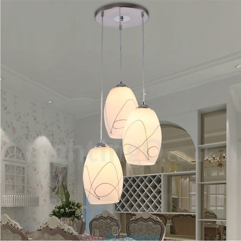 3-punktowa nowoczesna, współczesna, zintegrowana metalowa lampa wisząca