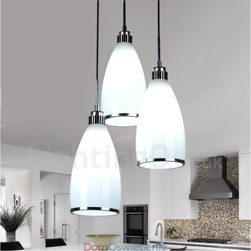 3-punktowa nowoczesna, współczesna, zintegrowana metalowa lampa wisząca