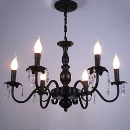 Żyrandol w stylu europejskim, lampa kryształowa, prosta lampa artystyczna z żelaza, lampa dekoracyjna