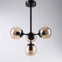 Czteropunktowa lampa wisząca w stylu europejskim w stylu postmodernistycznym, metalowa, szklana, przedpokój, lampa wisząca w stylu industrialnym
