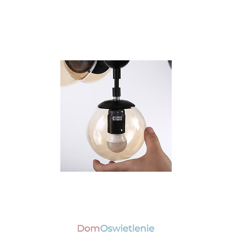 Czteropunktowa lampa wisząca w stylu europejskim w stylu postmodernistycznym, metalowa, szklana, przedpokój, lampa wisząca w stylu industrialnym