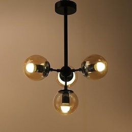 Czteropunktowa lampa wisząca w stylu europejskim w stylu postmodernistycznym, metalowa, szklana, przedpokój, lampa wisząca w stylu industrialnym