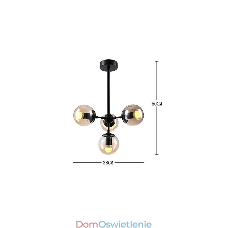 Czteropunktowa lampa wisząca w stylu europejskim w stylu postmodernistycznym, metalowa, szklana, przedpokój, lampa wisząca w stylu industrialnym