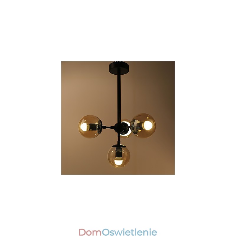 Czteropunktowa lampa wisząca w stylu europejskim w stylu postmodernistycznym, metalowa, szklana, przedpokój, lampa wisząca w stylu industrialnym