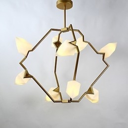 Dziewięciopunktowa lampa wisząca postmodernistyczna z metalu ze szkłem Peach, lampa wisząca Decorate Canteen