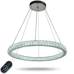 Ściemnialna lampa wisząca w kształcie pierścienia sufitowego, nowoczesny żyrandol, oświetlenie wewnętrzne ze zdalnym sterowaniem
