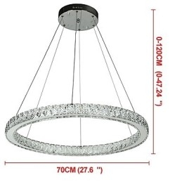 Ściemnialna lampa wisząca w kształcie pierścienia sufitowego, nowoczesny żyrandol, oświetlenie wewnętrzne ze zdalnym sterowaniem