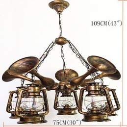 Rustykalny domek Vintage Retro Country Globe Malowanie Funkcja dla Projektantów Stylu Mini Metalowy Żyrandol
