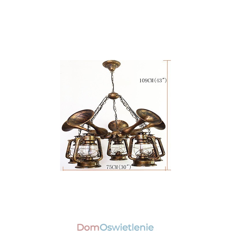 Rustykalny domek Vintage Retro Country Globe Malowanie Funkcja dla Projektantów Stylu Mini Metalowy Żyrandol