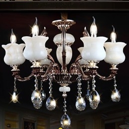 Lampa wisząca ze stopu cynku Jade, 6 świateł, żyrandol