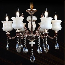 Lampa wisząca ze stopu cynku Jade, 6 świateł, żyrandol